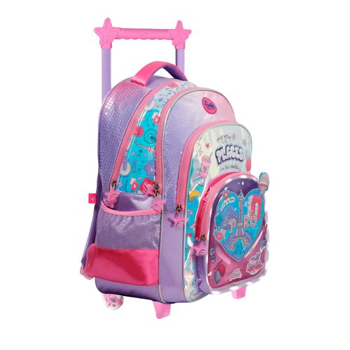 Mochila Carrito 18 Footy I Love Paris Con Luz Led Color Lila