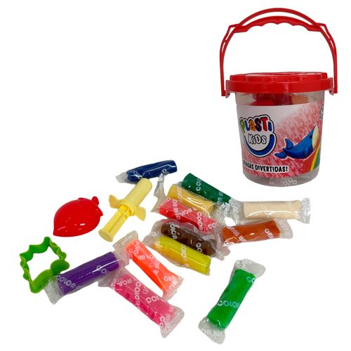Masas Divertidas Plastikids en Baldecito con 12 Masas y Accesorios Rojo