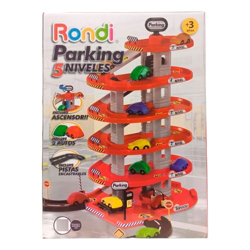 Rondi Garage Parking 5 Niveles Rojo Pista Washcar Ascensor 2 Auto