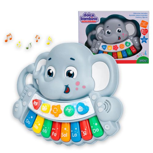 Dolce Bambino Piano Musical Elefante Gris con Luces y Sonidos