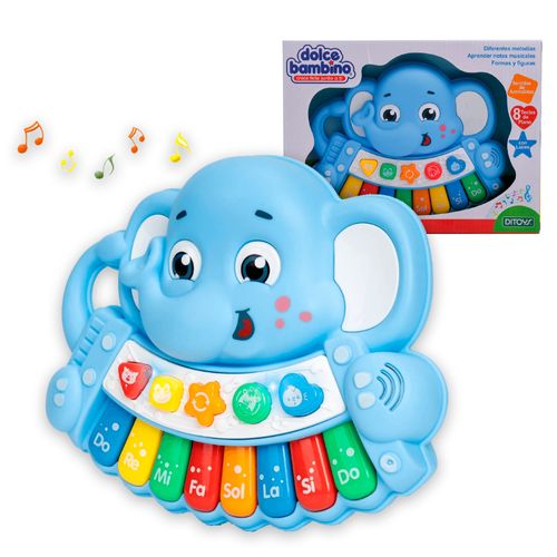 Dolce Bambino Piano Musical Elefante Azul con Luces y Sonidos