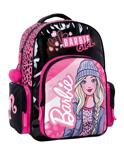 Mochila Barbie Espalda 18 Pulgadas Animal Print Negro