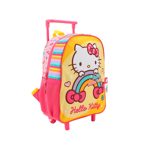 Mochila Hello Kitty Carro 12 Pulgadas Arcoiris Amarilla