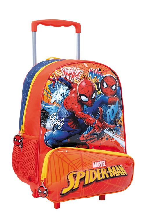 Mochila Spiderman Carro 16 Pulgadas Cómic Roja