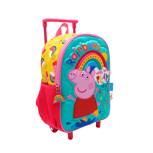 Mochila Peppa Pig Carro 12 Pulgadas Arcoiris Aqua