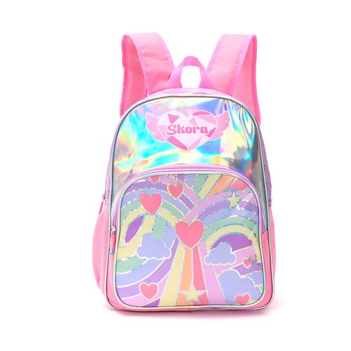 Mochila Espalda Skora Alma Rainbow Hearts De 16 Pulgadas Con Llavero