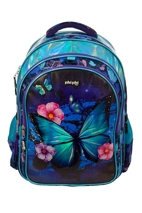 Mochila de Espalda Azul con Mariposas 18 Pulgadas