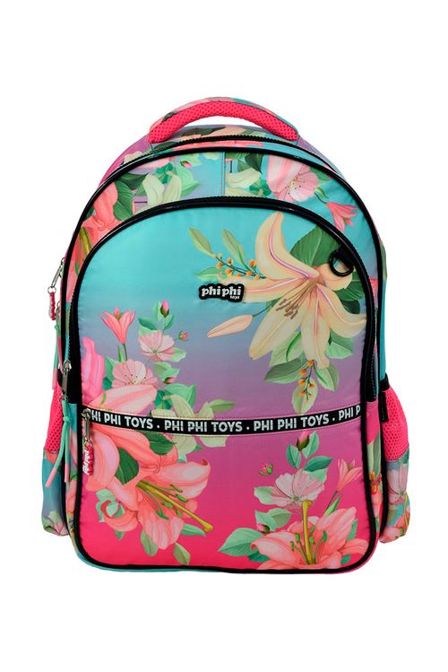 Mochila de Espalda Degrade Flores 18 Pulgadas