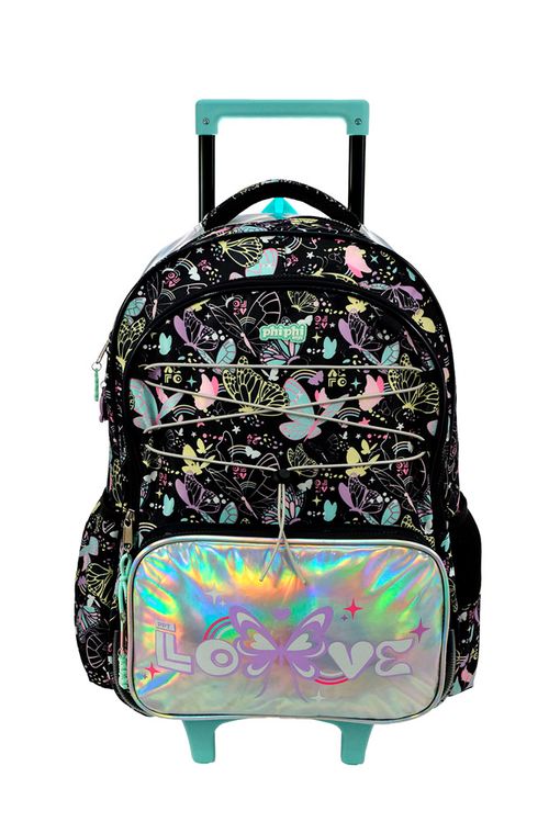 Mochila de Carro Negra con Mariposas 19 Pulgadas