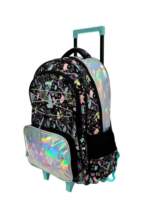 Mochila de Carro Negra con Mariposas 19 Pulgadas