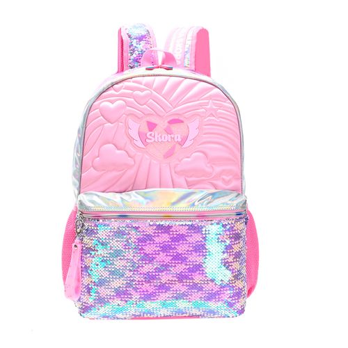 Mochila Espalda Skora Alma Matalasse De 18 pulgadas Color Rosa Con Llavero