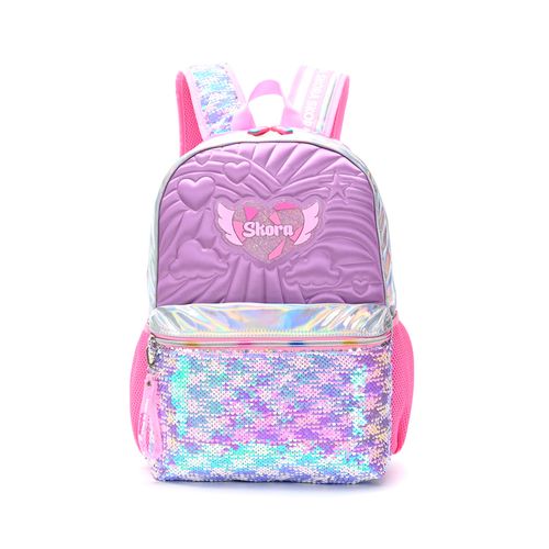 Mochila Espalda Skora Alma Matalasse De 18 pulgadas Color Lila Con Llavero