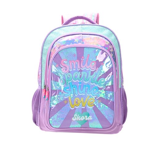 Mochila Escolar Skora Letter Smile De 18 Pulgadas Con Llavero