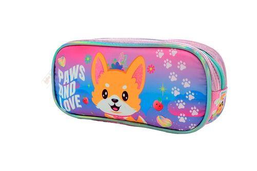 Cartuchera Rectangular Un Cierre Perro Multicolor