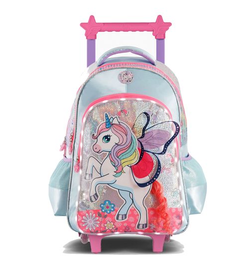 Mochila con Carro 18 Pulgadas Footy Unicornio Aqua con Luces