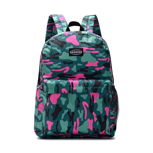Mochila Espalda Goodpak Print Camuflado Verde Con Fucsia De 17 Pulgadas