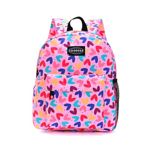Mochila Espalda Goodpak Print Corazones Rosa De 12 Pulgadas