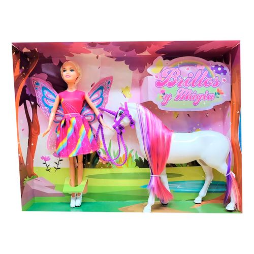 Muñeca Tiny Fantasy Hada y su Unicornio Vestido Rosa