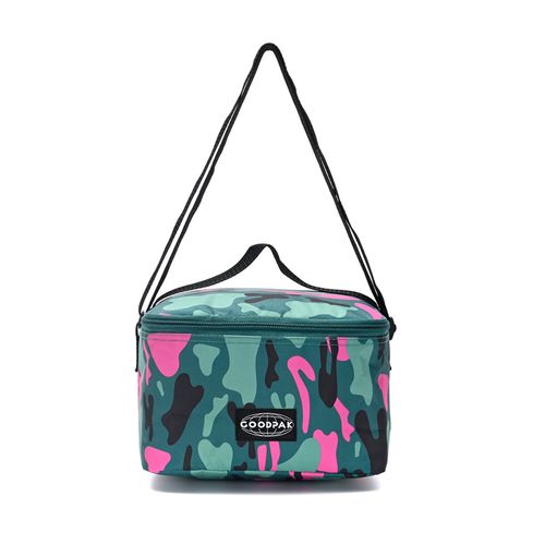 Lunchera Goodpak Print Camuflado Fucsia Térmica Con Correa Ajustable
