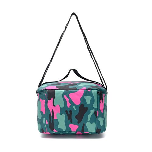 Lunchera Goodpak Print Camuflado Fucsia Térmica Con Correa Ajustable