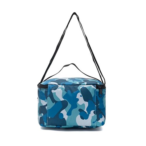 Lunchera Goodpak Print Camuflado Azul Y Verde Térmica Con Correa Ajustable