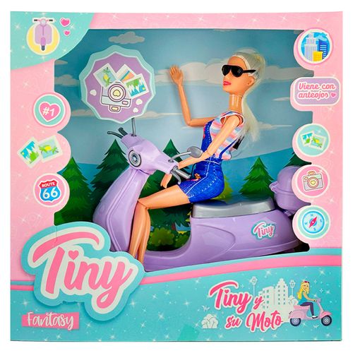Muñeca Tiny Fantasy y su Moto Remera Corazón