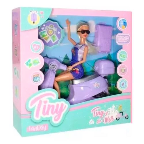 Muñeca Tiny Fantasy y su Moto Remera Corazón