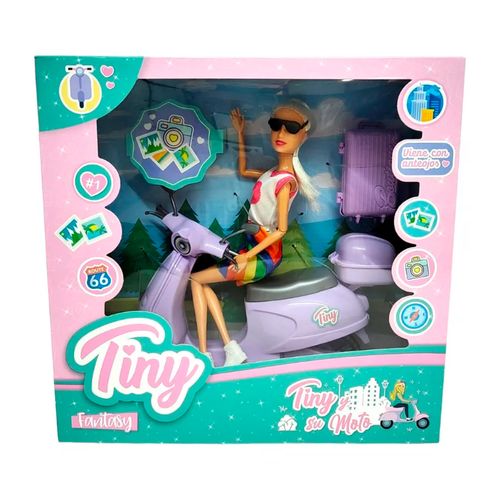 Muñeca Tiny Fantasy y su Moto Remera Muffins