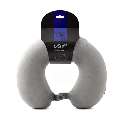 Almohada De Viaje Memory Foam Pegable Con Funda Gris