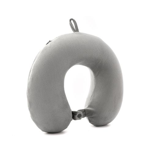 Almohada De Viaje Memory Foam Pegable Con Funda Gris