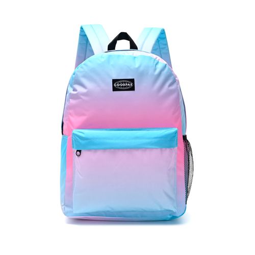 Mochila Espalda Goodpak Print Degrade Celeste Y Rosa De 18 Pulgadas