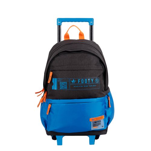 Mochila Carrito Footy Big Kids de 18 pulgadas Azul Y Negro