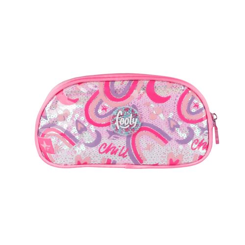 Cartuchera Canopla Footy Osito Teddy Rosa 2 Cierres con Luz Led