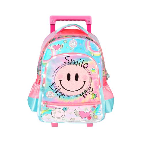 Mochila Carro Footy Smile 18” con Luz Led Rosa