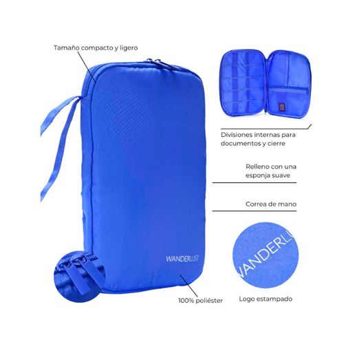 Organizador De Cables Y Accesorios Wanderlust Azul