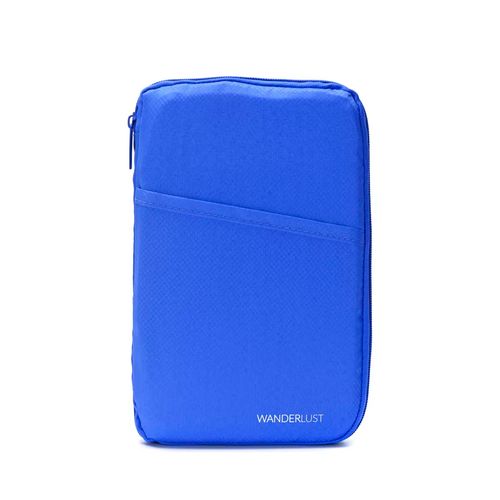 Organizador Pasaportes Tarjetero Billetera Viajes Wanderlust Azul