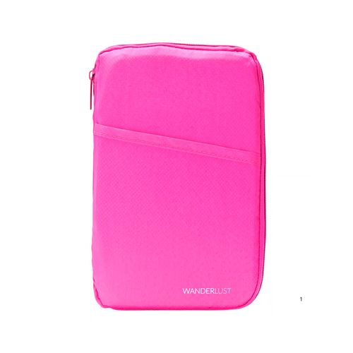 Organizador Pasaportes Tarjetero Billetera Viajes Wanderlust Fucsia