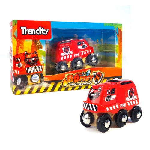 Trencity Locomotora Bomby Inspector Bombero de Madera
