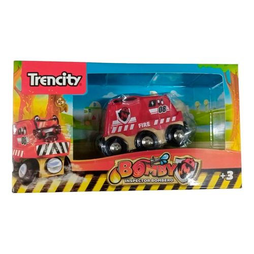 Trencity Locomotora Bomby Inspector Bombero de Madera