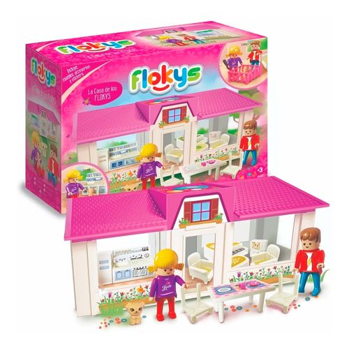 La Casa De Los Flokys Con Muebles Y Accesorios Color Rosa