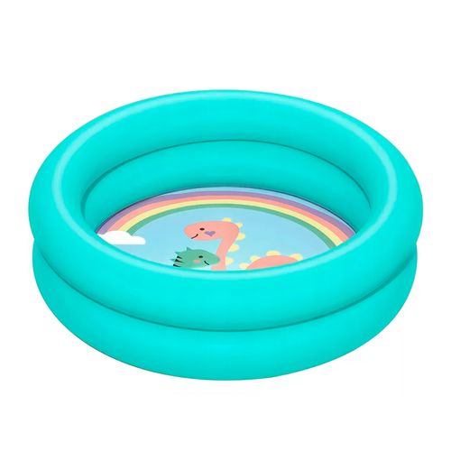 Pileta Inflable Redonda 2 Aros De Dinosaurios Bestway Turquesa