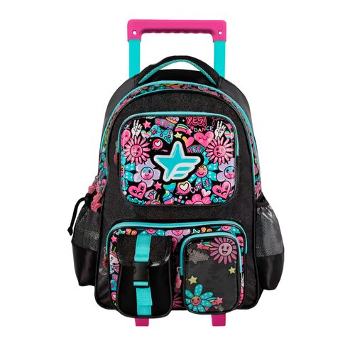 Mochila Carro Footy Flowers 18” Negro