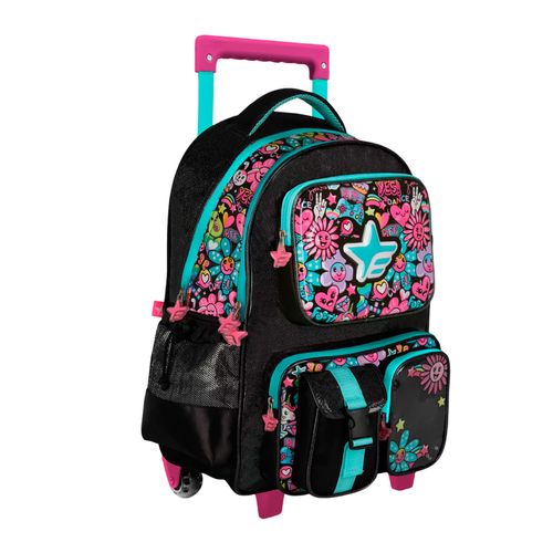 Mochila Carro Footy Flowers 18” Negro
