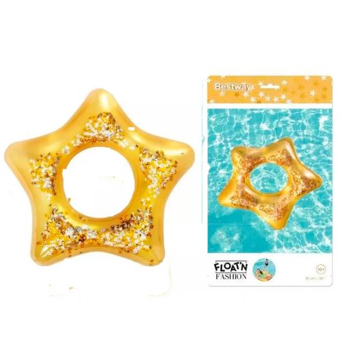 Salvavidas Estrella Con Glitter Flotador Inflable 91 Cm
