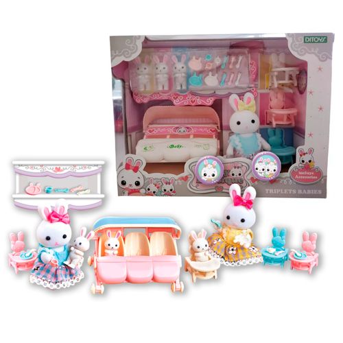 Bunny Boutique Triplets Baby Conejos Trillizos Bebés Vestido Celeste