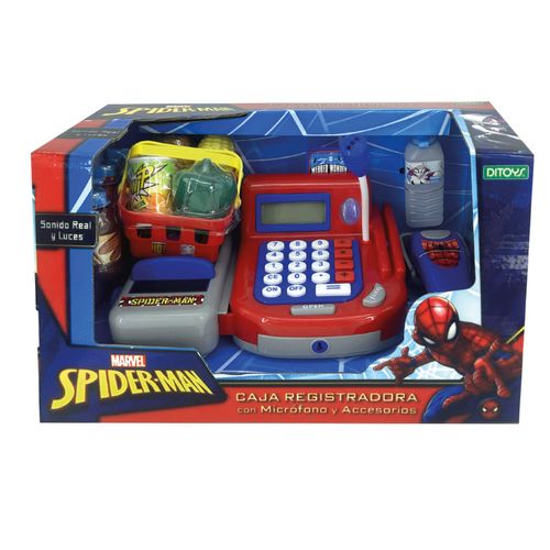 Caja Registradora Spiderman Con Luz Sonido Y Micrófono Rojo