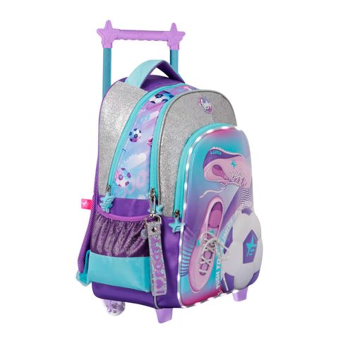 Mochila Carro 18 Footy Girls Soccer Con Luz Led Color Plata
