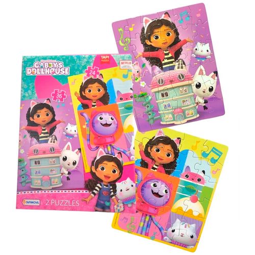 Set Rompecabezas Gabby Dollhouse x2 Puzzle 24 Y 36 Piezas