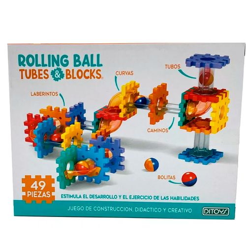Laberinto Con Bloques Y Tubos Bolitas Rolling Ball 49 Pzs