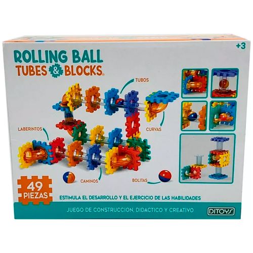 Laberinto Con Bloques Y Tubos Bolitas Rolling Ball 49 Pzs